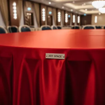 Аренда Скатерть красная овальная сатин диаметр 220 см в Cosmos Sochi Hotel — ART SPACE