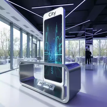 Аренда Стойка промо City с полкой и баннером в ресторане «Плакучая Ива» — ART SPACE