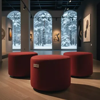 Аренда Пуфы красные Норман набор из 3 в санатории «Русь» — ART SPACE