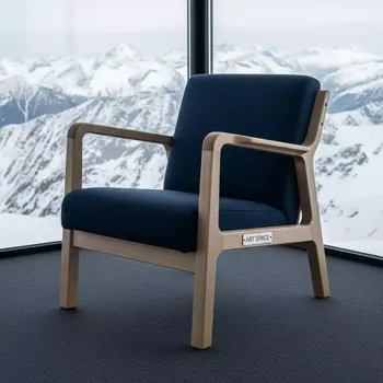 Аренда Стул кресло Джуно натуральное дерево синий на площадке Rosa Peak (2320м) — ART SPACE