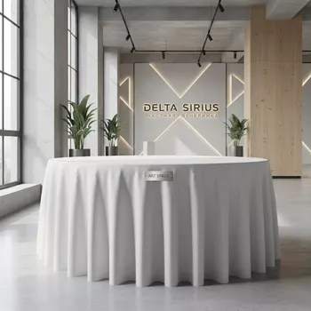 Аренда Скатерть круглая диаметр 2,9 м белая сатин в Delta Sirius — ART SPACE