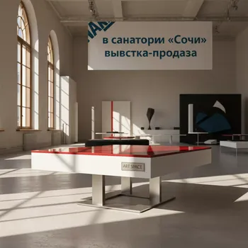 Аренда Журнальный стол белый с красной столешницей в санатории «Сочи» — ART SPACE
