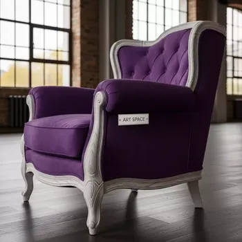 Аренда Полукресло Самбука велюр Prima purple фиолетовое белая морилка в Гранд Отель Поляна — ART SPACE