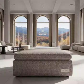 Аренда Пуфик оттоманка плетеный Wiltshire серо бежевый с подушкой 10 см в Green Flow Hotel — ART SPACE