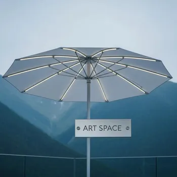 Аренда Зонт дизайнерский с подсветкой Kosmos Round LED Light 3,3 м в Radisson Hotel Rosa Khutor — ART SPACE