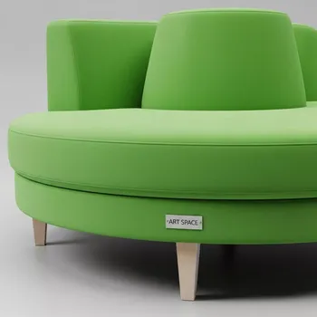 Аренда Диван Круг из экокожи Nitro Green ножки бук белая морилка в пляжном комплексе VinoGrad — ART SPACE