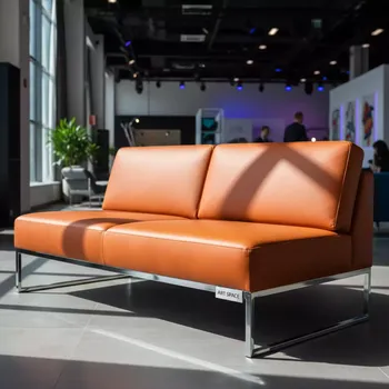 Аренда Диван Sigma кожзам NITRO ORANGE серебряный каркас в ОКЦ «Галактика» — ART SPACE
