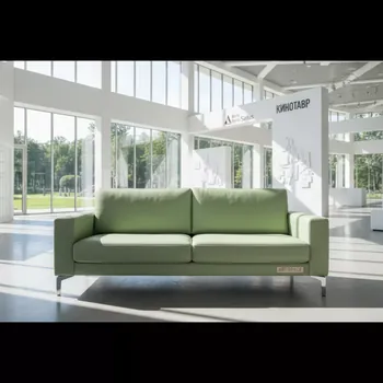Аренда Диван с подлокотниками кожзам GALAXY Light Green ножки хром Colt в Delta Sirius — ART SPACE
