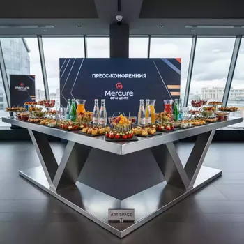 Аренда Фуршетная стойка V серебро 200 см в Mercure Сочи Центр — ART SPACE
