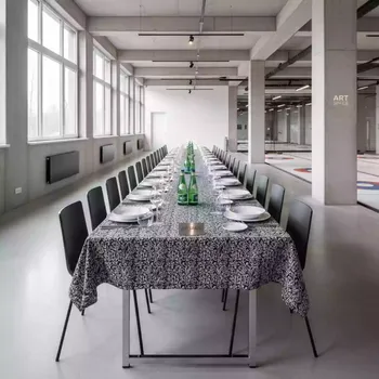 Аренда Скатерть черно белая в Керлинговом центре «Ледяной куб» — ART SPACE