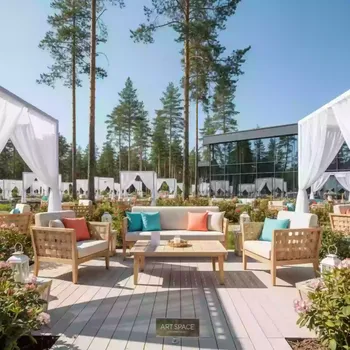 Аренда Комплект мебели плетеной деревянной Talara в Поляна 1389 Отель и Спа — ART SPACE