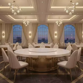 Аренда Стол круглый КОРНЕЛЛ бело золотой в Bridge Resort — ART SPACE