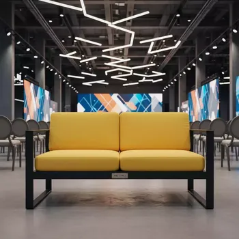 Аренда Диван двухместный Mendoza желтый с черным каркасом в Delta Sirius — ART SPACE