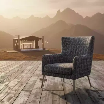 Аренда Кресло Самбука жаккард лофт 1 ножки RAL 9006 на площадке Rosa Peak (2320м) — ART SPACE