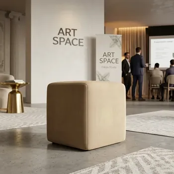 Аренда серого пуфа-куба в Сочи — прокат мебели от ART SPACE