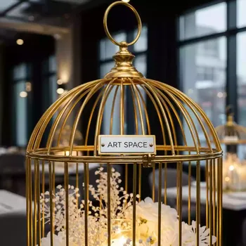 Аренда Клетка декоративная OISEAU золотая в ресторане «Плакучая Ива» — ART SPACE
