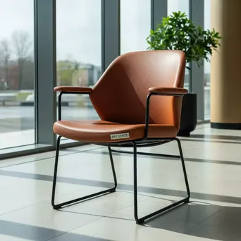 Аренда Кресло офисное Самба экокожа Space Cognac каркас черный в отеле Radisson Lazurnaya — ART SPACE