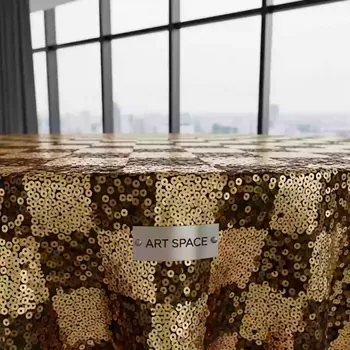 Аренда Скатерть пайетка рисунок шашка золотая в Mantera Supreme — ART SPACE