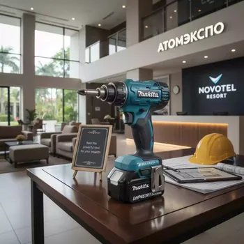 Аренда Шуруповерт аккумуляторный ударный Makita DHP453RFE в Novotel Resort – АТОМЭКСПО — ART SPACE