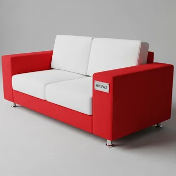 Аренда Диван бело красный из экокожи трехместный Cube 03 300RD в Boutique Hotel PORTUM 1905 — ART SPACE