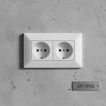 Аренда Розетка двойная Schneider Electric Бланка с заземлением белая в МФК «Горный» — ART SPACE