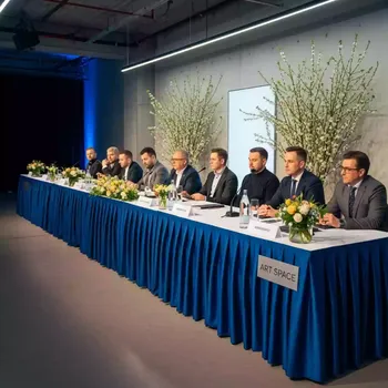 Аренда Юбки банкетные фуршетные синий глянец 2,5 м в VK Stadium Sirius — ART SPACE