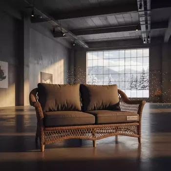Аренда Диван двухместный из ротанга кантри коричневый в Green Flow Hotel — ART SPACE