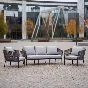 Аренда Комплект мебели Paris Sofa Set серый из роупа в этно-парке «Моя Россия» — ART SPACE