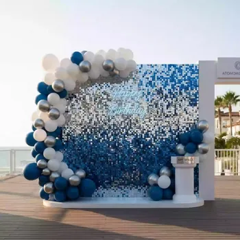 Аренда Декор фотозона Happy birthday из пайеток и шаров в пляжном клубе Del Mar — ART SPACE