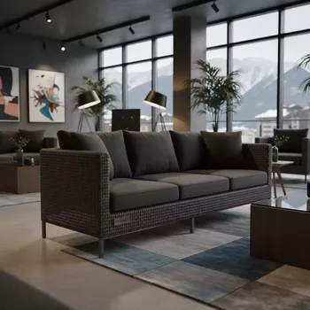 Аренда Диван из искусственного ротанга YH C2130W 3 graphite в Golden Tulip Rosa Khutor — ART SPACE