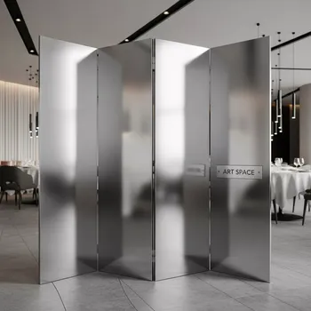 Аренда Ширма Fold Silver серебристая в ресторане «Brunello» — ART SPACE