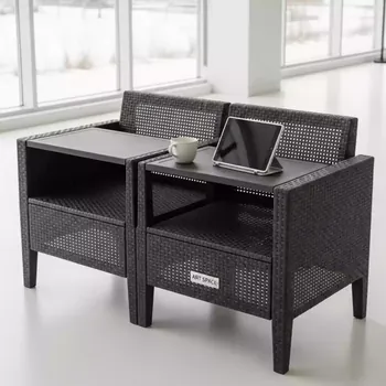 Аренда Комплект мебели АНАПА SOFA 2 TABLET венге пластик под искусственный ротанг в Керлинговом центре «Ледяной куб» — ART SPACE