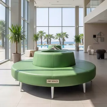 Аренда Диван Круг экокожа Nitro Green ножки бук белая морилка в Сочи Парк Отеле — ART SPACE