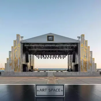 Аренда Сцена двускатная 14х10 м металлик на территории Морпорта Сочи — ART SPACE