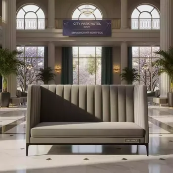 Аренда Диван Garda с экраном велюр Galaxy Lite 09 черные металлические ножки в City Park Hotel Sochi — ART SPACE