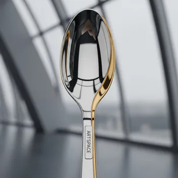 Аренда Ложка столовая Ансер серебряная с золотым кантом в Skypark Sochi — ART SPACE