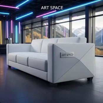 Аренда Диван трехместный белый из экокожи в Гранд Отель Поляна — ART SPACE