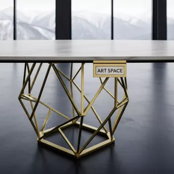 Аренда Обеденный стол Джун Мат 1800х900 белый мрамор золото в Radisson Hotel Rosa Khutor — ART SPACE