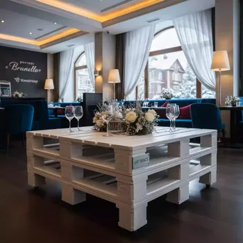Аренда Стол White pallet 3 из паллет 120х80 в ресторане «Brunello» — ART SPACE