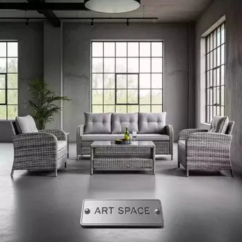 Аренда Комплект мебели OUTDOOR Мадейра из ротанга трехместный диван 2 кресла стол широкое плетение светлый микс в Green Flow Hotel — ART SPACE
