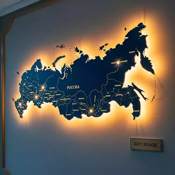 Аренда Игровой декоративный элемент Карта России средняя с подсветкой городов и контражуром в Cosmos Sochi Hotel — ART SPACE
