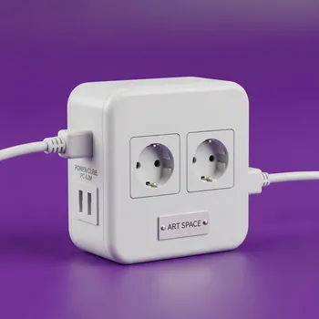 Аренда Фильтр сетевой Power Cube PC 4.2M 1,9 м 2 розетки 3 порта USB белый в Stella di Mosca — ART SPACE