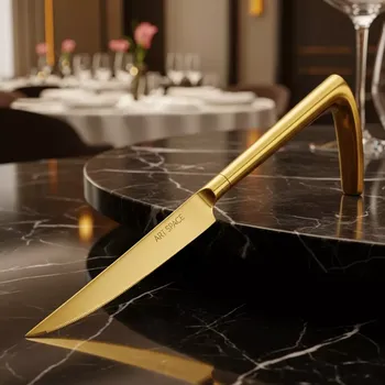 Аренда Нож столовый Sapporo L золотой 220 мм в Mövenpick Hotel — ART SPACE