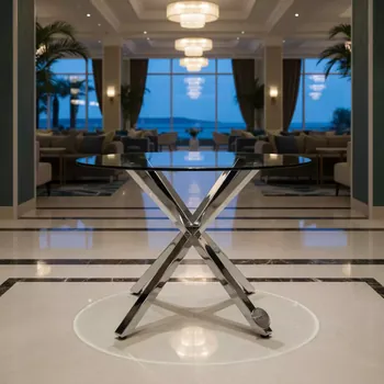 Аренда Стол Сальми со стеклянной столешницей ø 105 см в Novotel Resort — ART SPACE