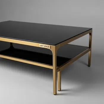 Аренда Стол журнальный Альба 100х50 золото черное стекло в Stella di Mosca — ART SPACE