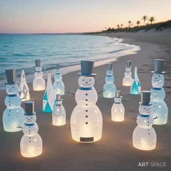 Аренда Фонарь новогодний Winter Glade Снеговики на пляже «Ривьера» — ART SPACE