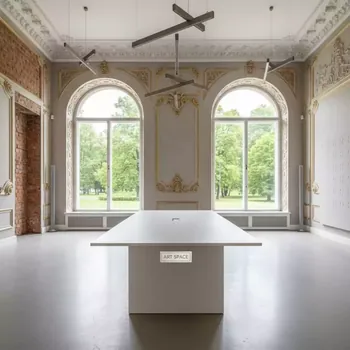 Аренда Стол белый кромка ПВХ Лидер 2 2000х900 в Зимнем театре — ART SPACE
