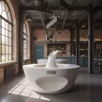 Аренда Фуршетный стол Circular White белый в ресторане «Сыроварня» — ART SPACE