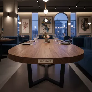 Аренда Стол овальный деревянный Loft 2.7х0.8 м в ресторане «Баран-Рапан» — ART SPACE