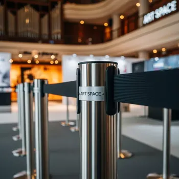 Аренда Стойка ограждения с черной вытяжной лентой из нержавеющей стали в Зале органной и камерной музыки — ART SPACE
